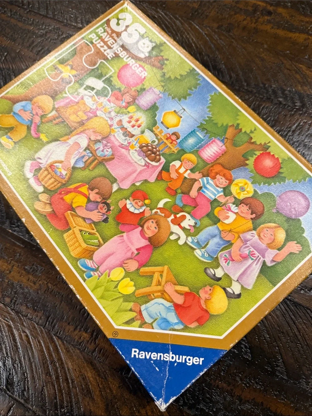 Ravensburger Vintage 1980s Colorful Childrens Picnic Puzzle with Balloons